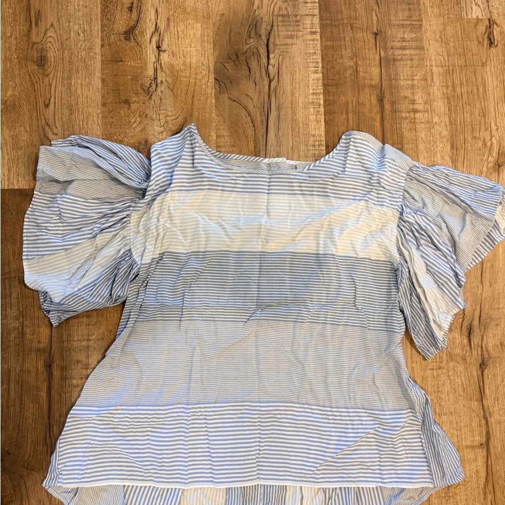 LOFT Blue and White Striped Blouse